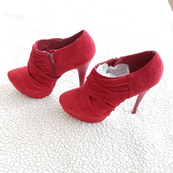 H by Halston | Aida | Ruby Red | Stiletto Booties - Picture 7 of 8